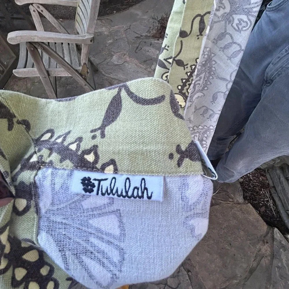 Tululah Designs Green and Brown Block Print Tablecloth - Picture 4 of 9